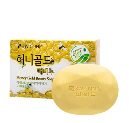 3W CLINIC Мыло туалетное с медом Clinic Honey Gold Beauty Soap 120гр