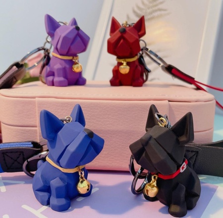 Брелок Бульдог французский в стиле панк синий (Boom!)