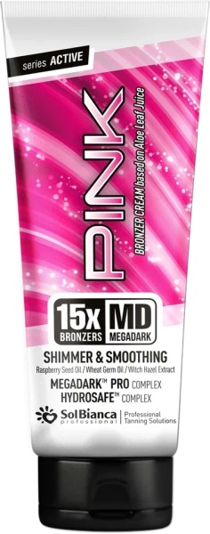 Solbianca Крем для загара в солярии Pink с шиммер-эффектом, маслами малиновых косточек, зародышей пшеницы и экстрактом гамамелиса (15 бронзаторов) 125мл