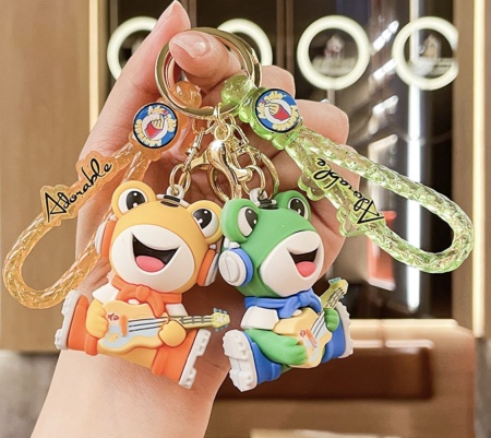 Брелок Лягушка с гитарой красная