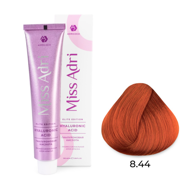 Adricoco Miss Adri Elite Edition Крем-краска для волос 8/44 светлый блонд интенсивный медный 100мл