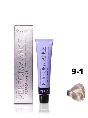 Ollin Performance крем-краска для волос 9/1 блондин пепельный 60мл