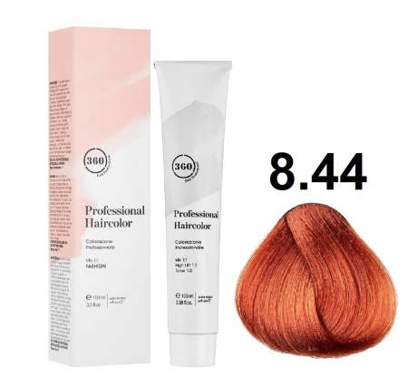 360 Professional Haircolor Крем-краска для волос 8/44 светлый блондин интенсивный медный 100мл