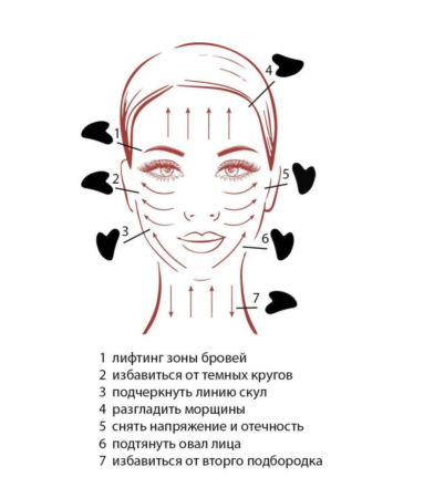 Массажер-скребок Гуаша для лица большой, натуральный камень