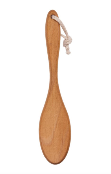 Щетка для тела массажная с натуральной щетиной на цельной деревянной ручке 38см
