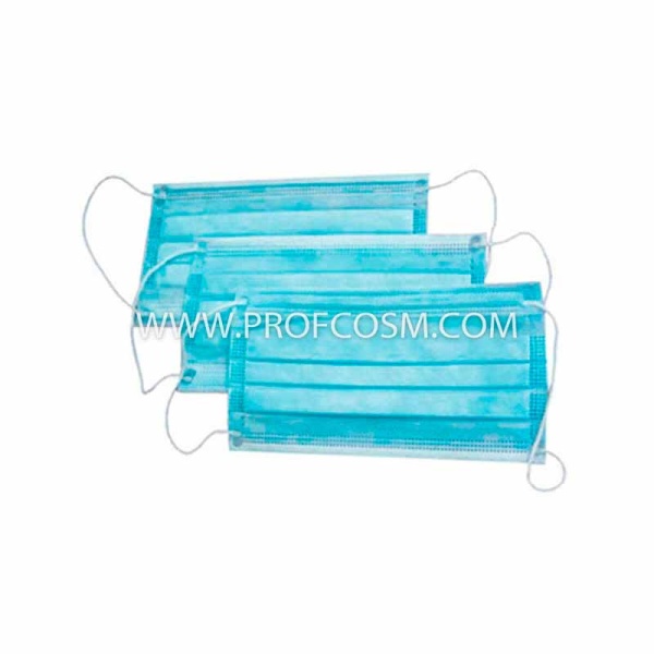 Маска одноразазовая трехслойная 50 штук голубая