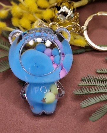 Брелок с жидкостью Мишка пузырьки, голубой (The sunshine Unicorn)