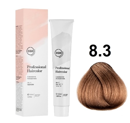 360 Professional Haircolor Крем-краска для волос 8/3 светлый золотистый блондин 100мл