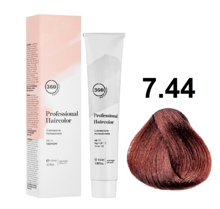 360 Professional Haircolor Крем-краска для волос 7/44 блондин интенсивный медный 100мл