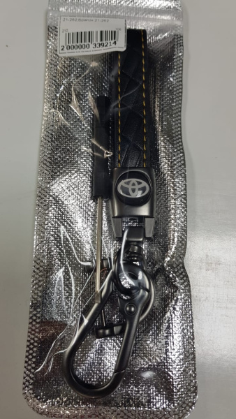 Брелок для ключей автомобиля Toyota, экокожа черная, металл матовый (Тойота)