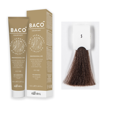 Kaaral Baco Color Soft Крем-краска для волос 5/0 светлый коричневый, 100мл