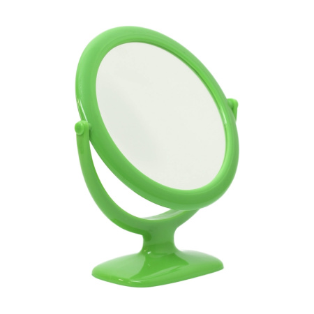 Зеркало настольное 2-стороннее круглое (16.6*19.5 см) 9238, зеленое