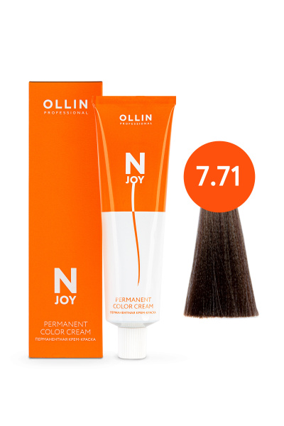 Ollin N-JOY крем-краска для волос 7/71 русый коричнево-пепельный 100мл