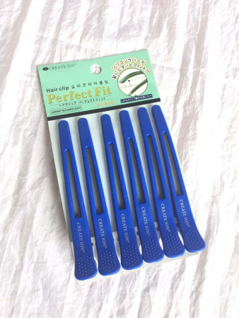 Зажим для волос парикмахерский Уточка пластиковый с резинкой синий 11 см (1 шт)