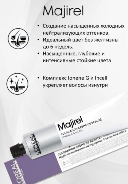 L'Oreal Professionnel Majirel Крем-краска 8/21 светлый блондин перламутрово-пепельный 50мл