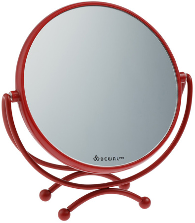 Зеркало настольное 2-стороннее круглое DEWAL (18,5х19 см) в пластик/метил красное