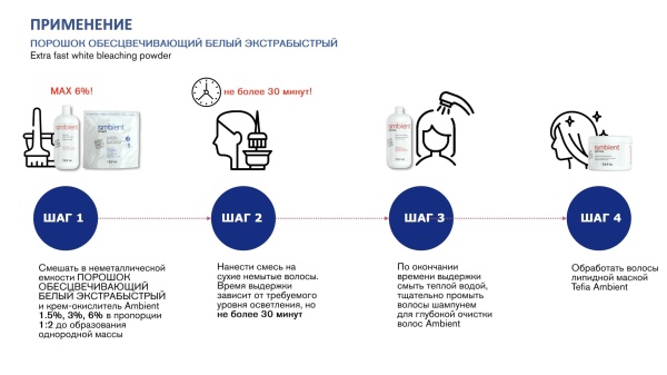 Tefia Ambient Обесцвечивающий порошок белый экстрабыстрый  Powder Bleach 500гр