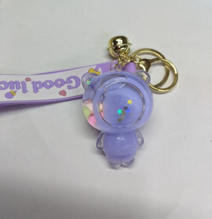 Брелок с жидкостью Мишка пузырьки, фиолетовый (The sunshine Unicorn)