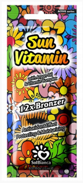 Solbianca Крем для загара Sun Vitamin с эффектом автозагара с маслом арганы и витамином Е (12 бронзаторов) 15 мл