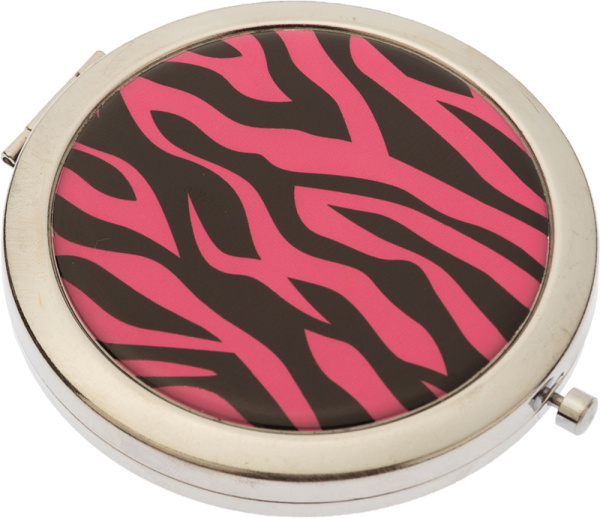 Зеркало карманное круглое Dewal Beauty (d7см) Дикая природа розовый тигр