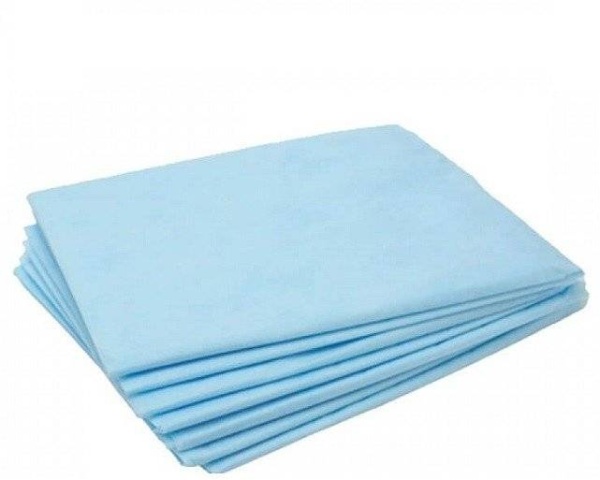 Простыни одноразовые 80х200см SMS Премиум голубой (водоотталкивающие) 10шт сложенные