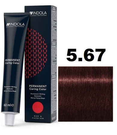 Indola Permanent Caring Color Крем-краска для волос 5/67 светлый коричневый красный фиолетовый 60мл