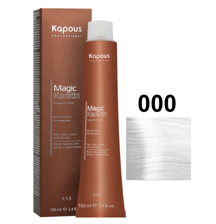 Kapous Professional Крем-краска Magic Keratin для окрашивания волос 000 прозрачный, 100мл