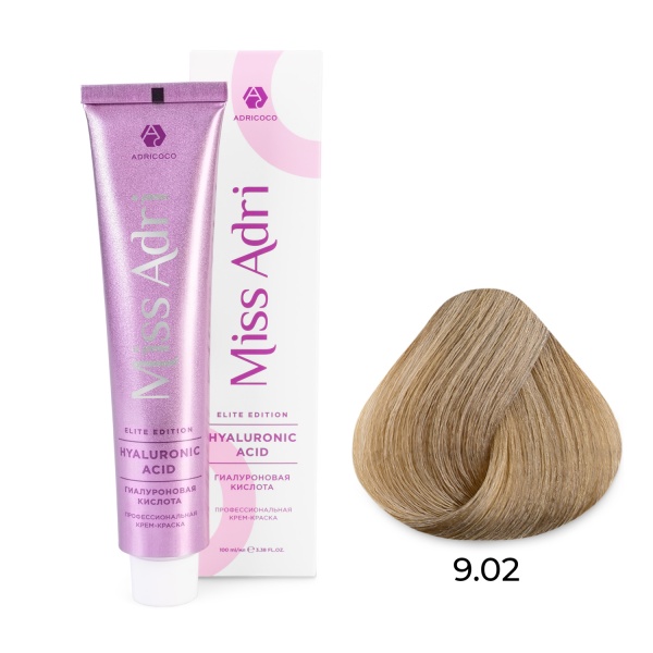 Adricoco Miss Adri Elite Edition Крем-краска для волос 9/02 очень светлый блонд прозрачный фиолетовый 100мл