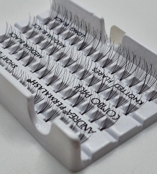 Andrea Пучки ресниц узелковые комбинированные (combo) черные