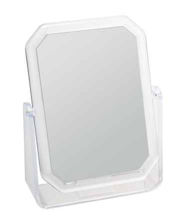 Зеркало настольное 2-стороннее квадратное 2кратное увеличение (14,5*19,5) 1515L,пласт., белое