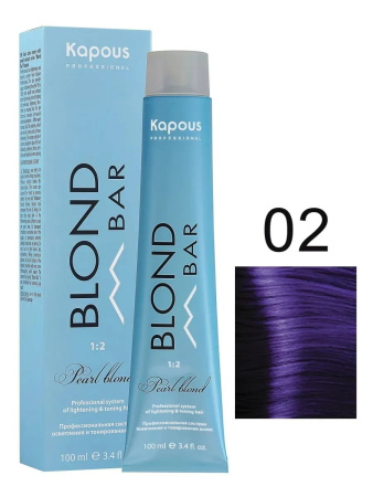 Kapous Professional Крем-краска для волос серии Blond Bar 02 корректор фиолетовый с экстрактом жемчуга, 100мл