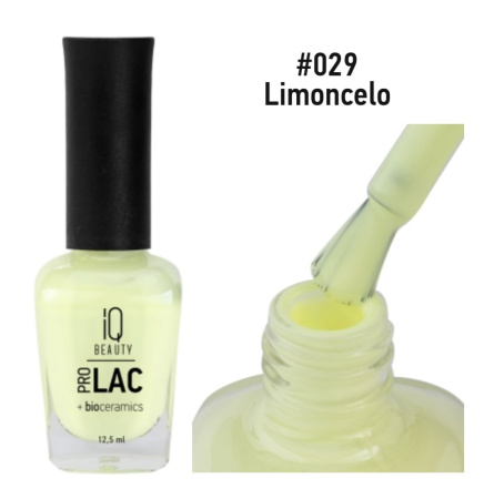 IQ Beauty Сolor ProLac+ Лак для ногтей укрепляющий с биокерамикой Limoncelo №029 12,5мл
