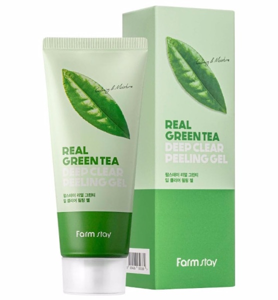 FarmStay Пилинг-скатка для лица с зеленым чаем Real Green Tea Deep Clear Peeling Gel 100мл