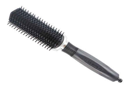 Щетка массажная HairWay Black Style прорезин. ручка, антистатик, съемная подушка 9 рядов серебро