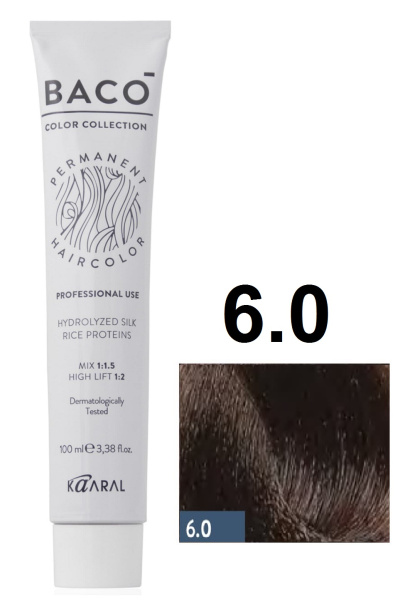 Kaaral Baco Permament Крем-краска для волос 6/0 темный блондин 100мл