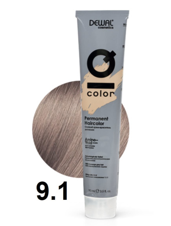 Dewal Cosmetics Крем-краска для волос IQ Color 9/1 очень светлый пепельный блондин, 90мл