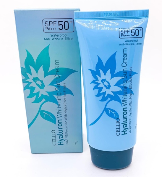 Cellio Cолнцезащитный крем с гиалуроновой кислотой Hyaluron Whitening Sun Cream SPF50+ 70гр