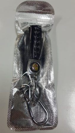 Брелок для ключей автомобиля Porsche, экокожа черная плетеная, сталь (Порше)