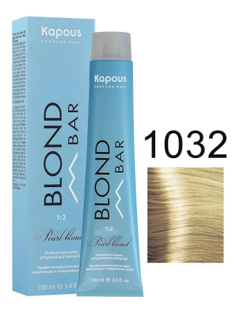 Kapous Professional Крем-краска для волос серии Blond Bar 1032 бежевый перламутровый с экстрактом жемчуга, 100мл