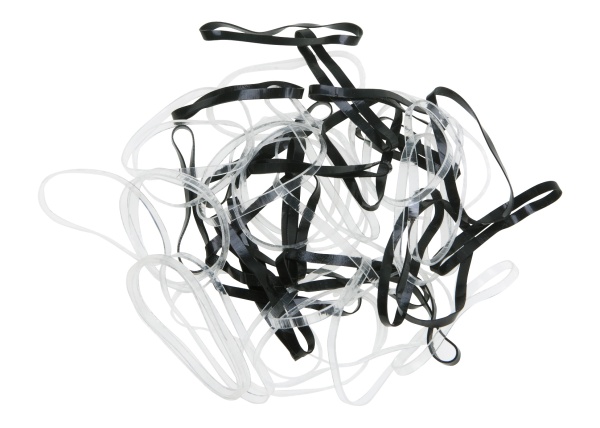 Резинки для волос Dewal силиконовые, черн./белые, midi (50 шт/уп)