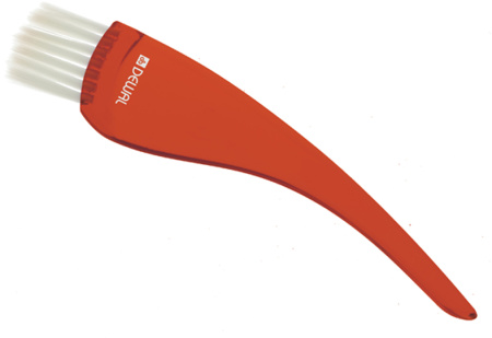 Кисть для окрашивания волос Dewal узкая красная изогнутая ручка