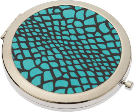 Зеркало карманное круглое Dewal Beauty (d7см) Дикая природа голубая рептилия