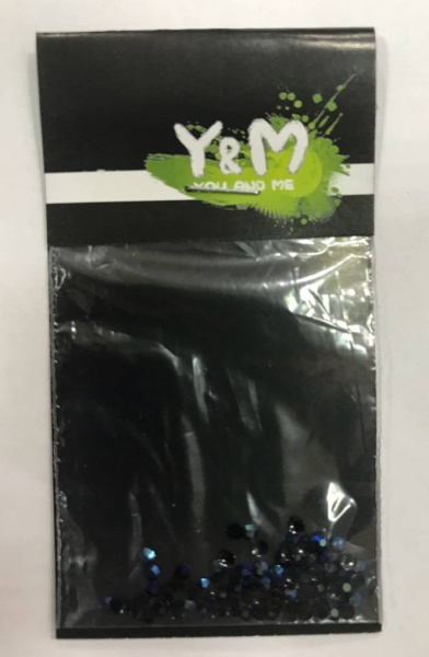 Стразы для ногтей акриловые (пакет) Y&M, чёрный голография 2