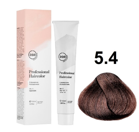 360 Professional Haircolor Крем-краска для волос 5/4 светло-коричневый медный, 100мл