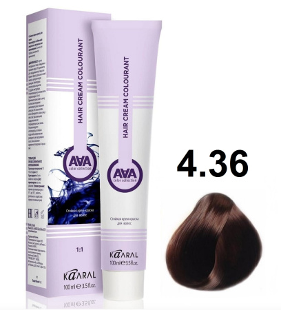 Kaaral AAA Крем-краска для волос 4/36 золотисто-красный каштан 100мл