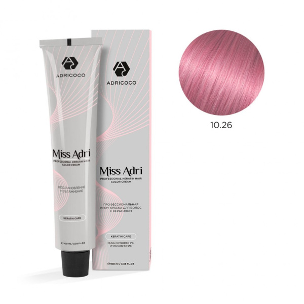 Adricoco Miss Adri Color Cream Крем-краска для волос 10/26 платиновый блонд розовый 100мл