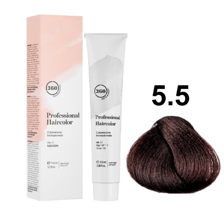 360 Professional Haircolor Крем-краска для волос 5/5 светло-коричневый махагон, 100мл