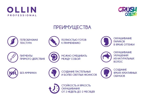 Ollin Crush Color Гель-краска для волос прямого действия Фиолет Murasaki 100мл