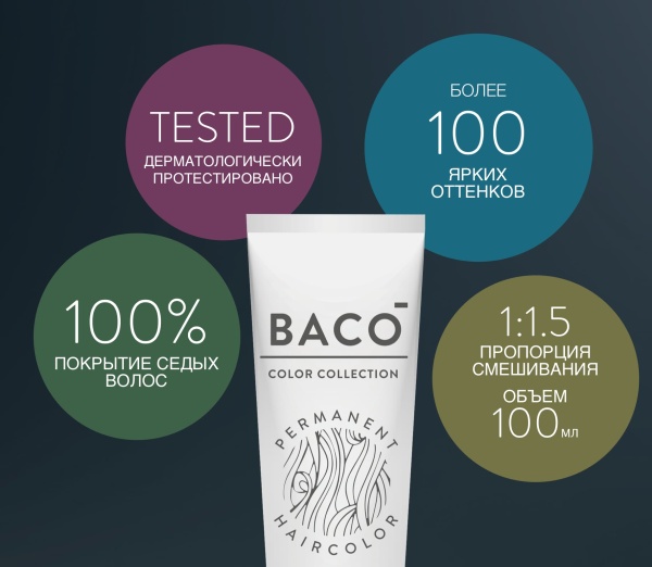 Kaaral Baco Permament Крем-краска для волос 6/32 темный золотисто-фиолетовый блондин 100мл