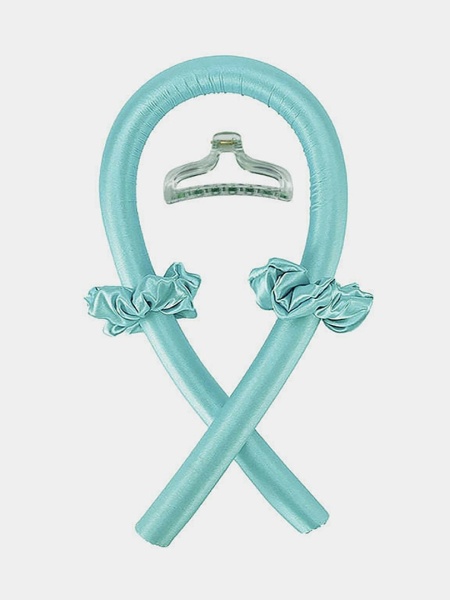 Бигуди д/завивки объемных локонов (набор 4 предмета). В комплект входит:  Лента бигуди - 1шт, резинки - 2шт, крабик для волос - 1шт